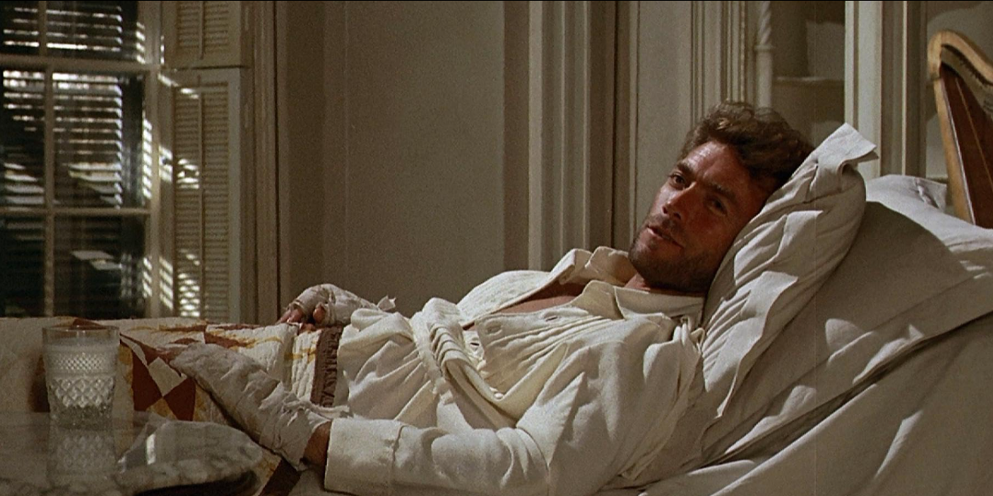 Clint Eastwood in bed in The Beguiled