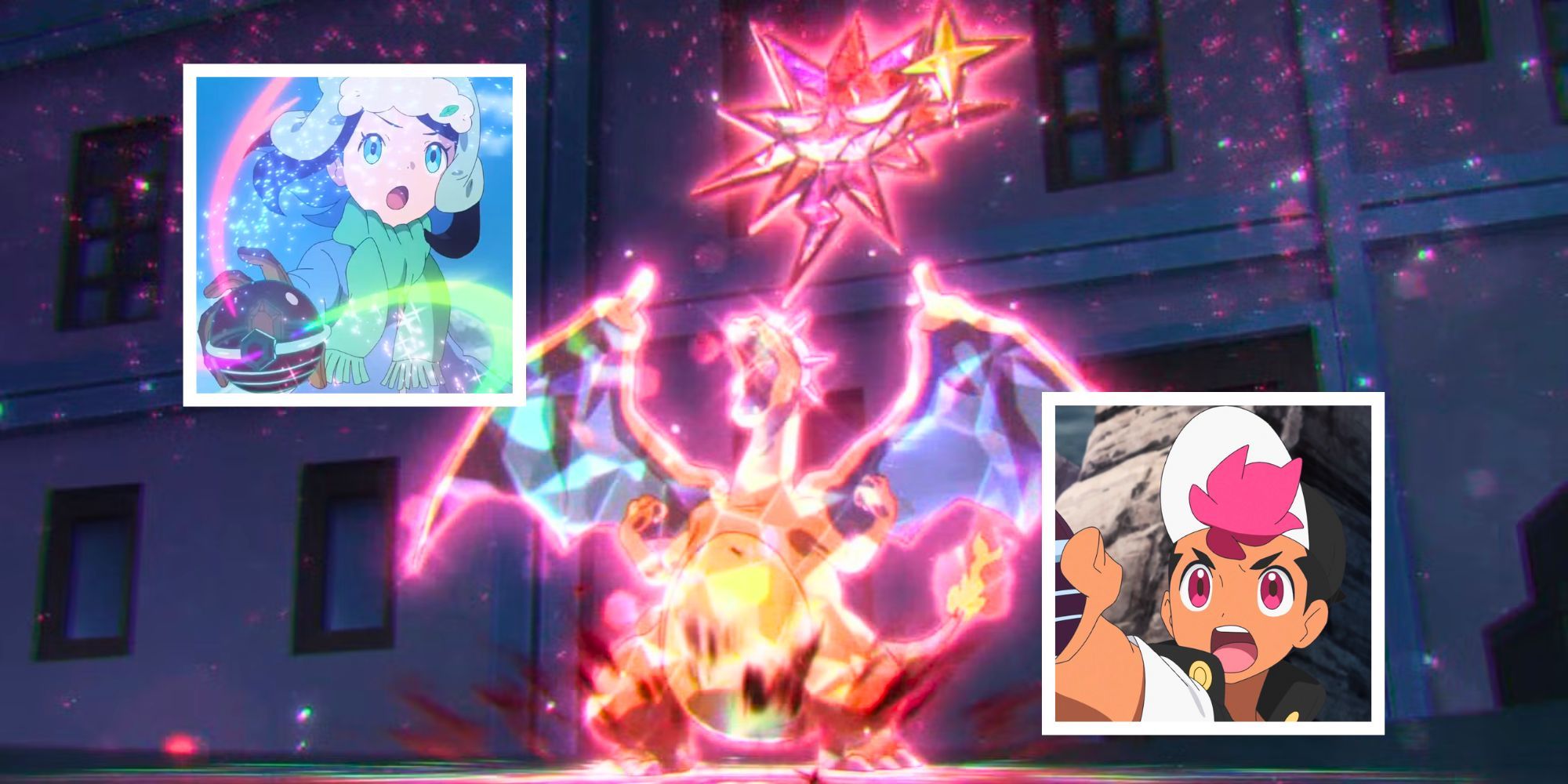 Imagem personalizada de Dark Tera Charizard, Liko e Roy da Pokemon Horizons