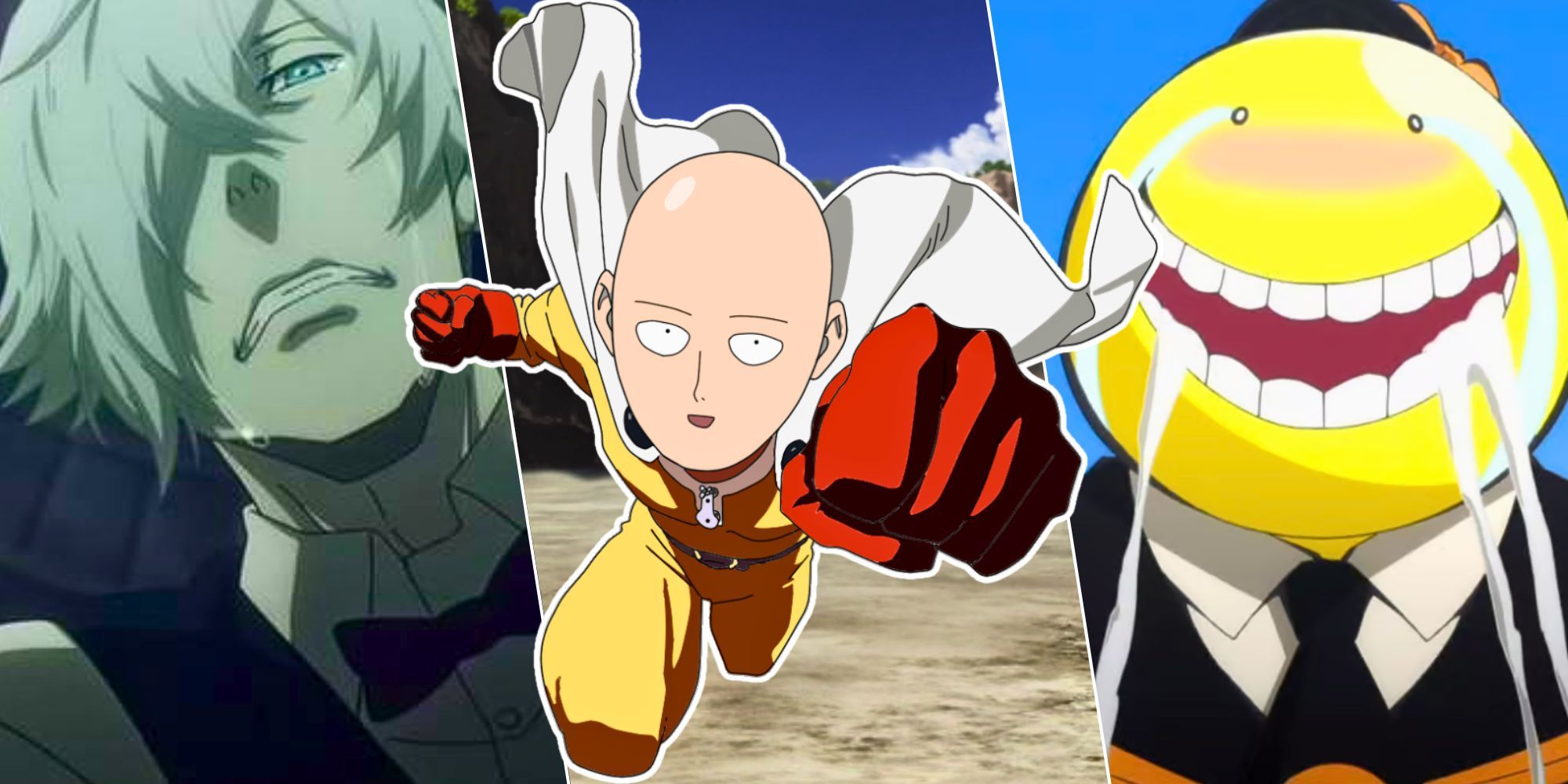 Custom Image of Death Parade, One Punch Man punching towards camera, Assassination Classroom