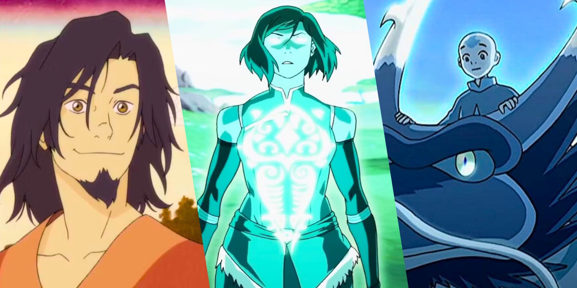 Imagem personalizada de Wan, Korra, Aang no mundo espiritual em franquia Avatar
