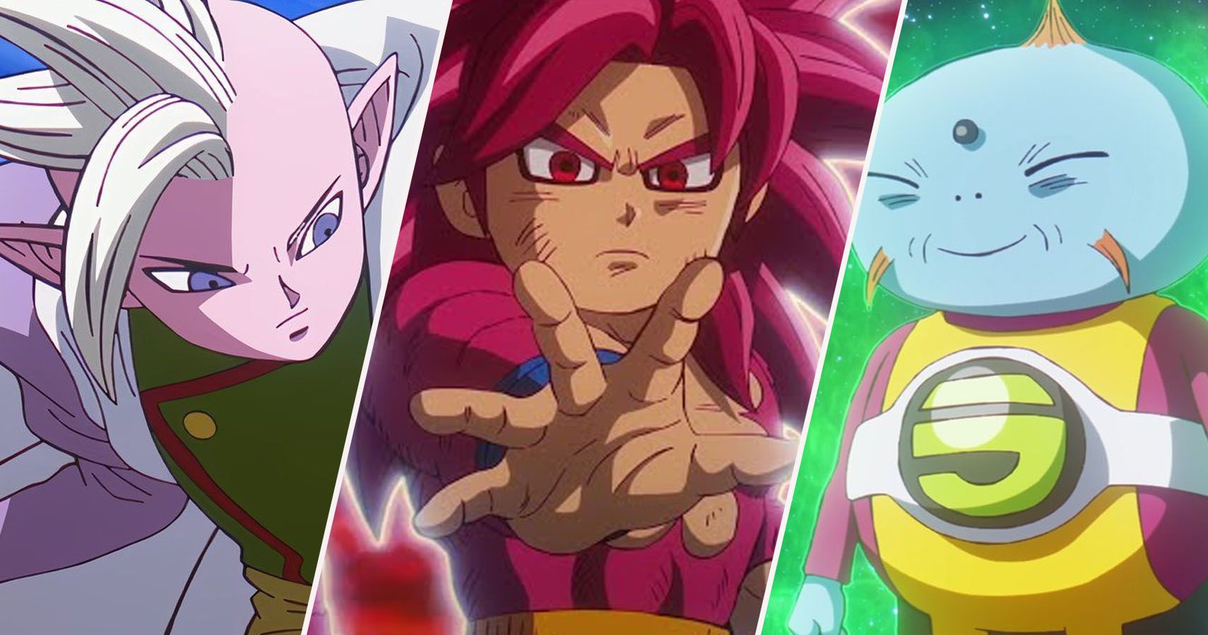 Degesu, Super Saiyan 4 Goku, and Rymus from Dragon Ball DAIMA