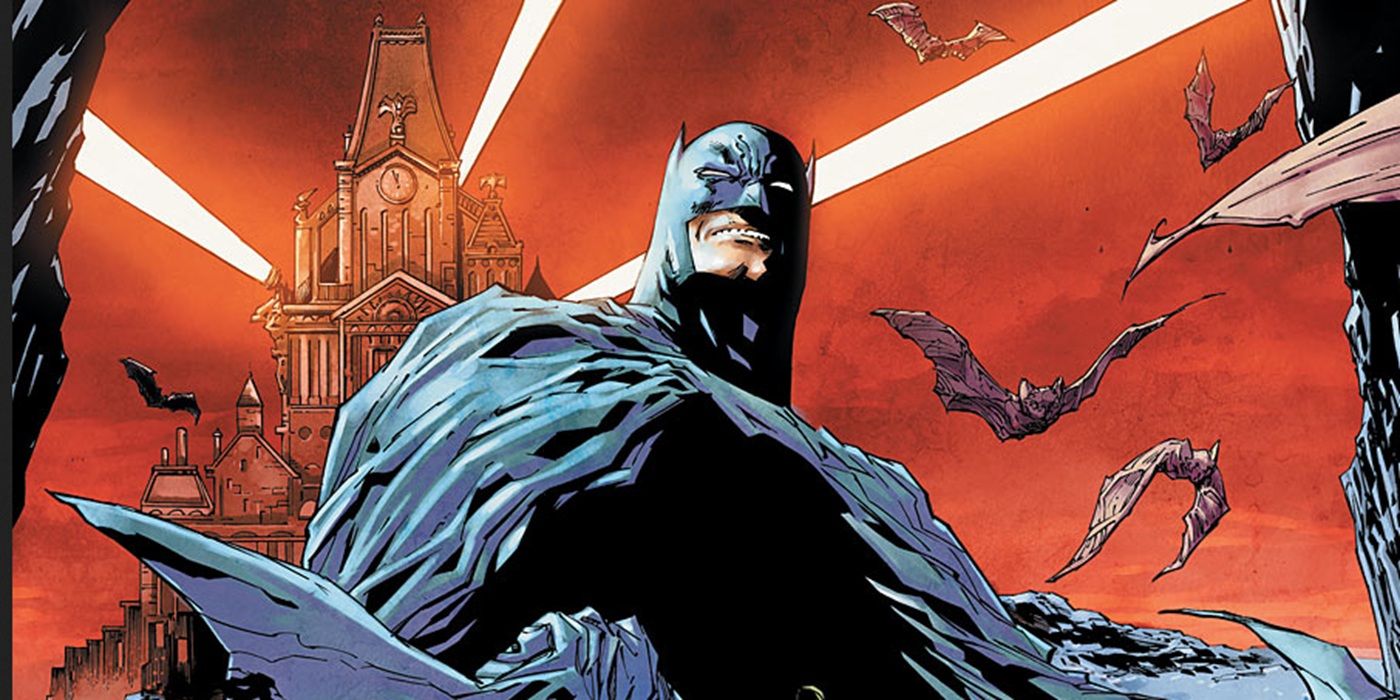 Detective Comics Volumen 2 # 1 cubierta que muestra a Batman parado frente a un edificio mientras los murciélagos vuelan detrás de él.