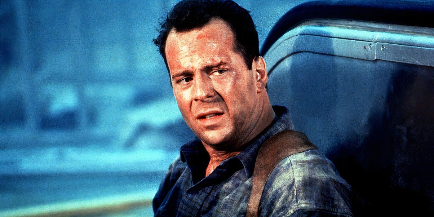 John McClane catches his breath after a shootout with Stuart and his soldiers in Die Hard 2.