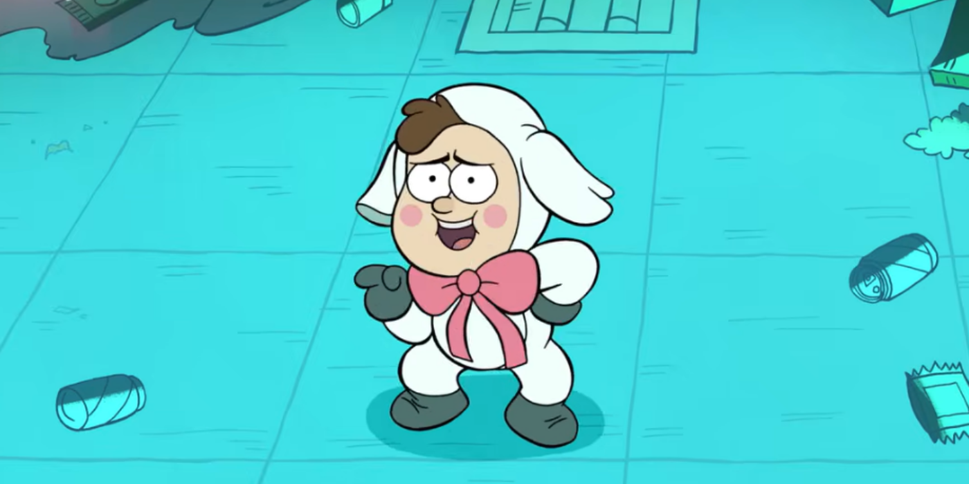 Dipper Pines looks awkward as he does the Lamby Lamby dance in Gravity Falls.