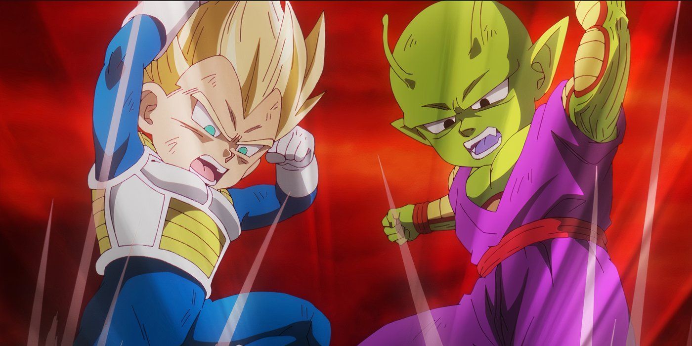 Super Saiyan Vegeta e Piccolo atacam Gomah em Dragon Ball Daima.