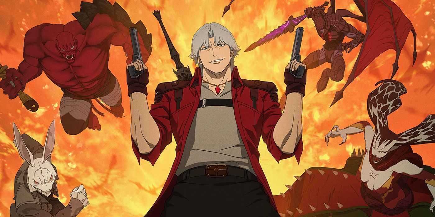 Dante Fighting Demons in New Devil May Cry poster official anime