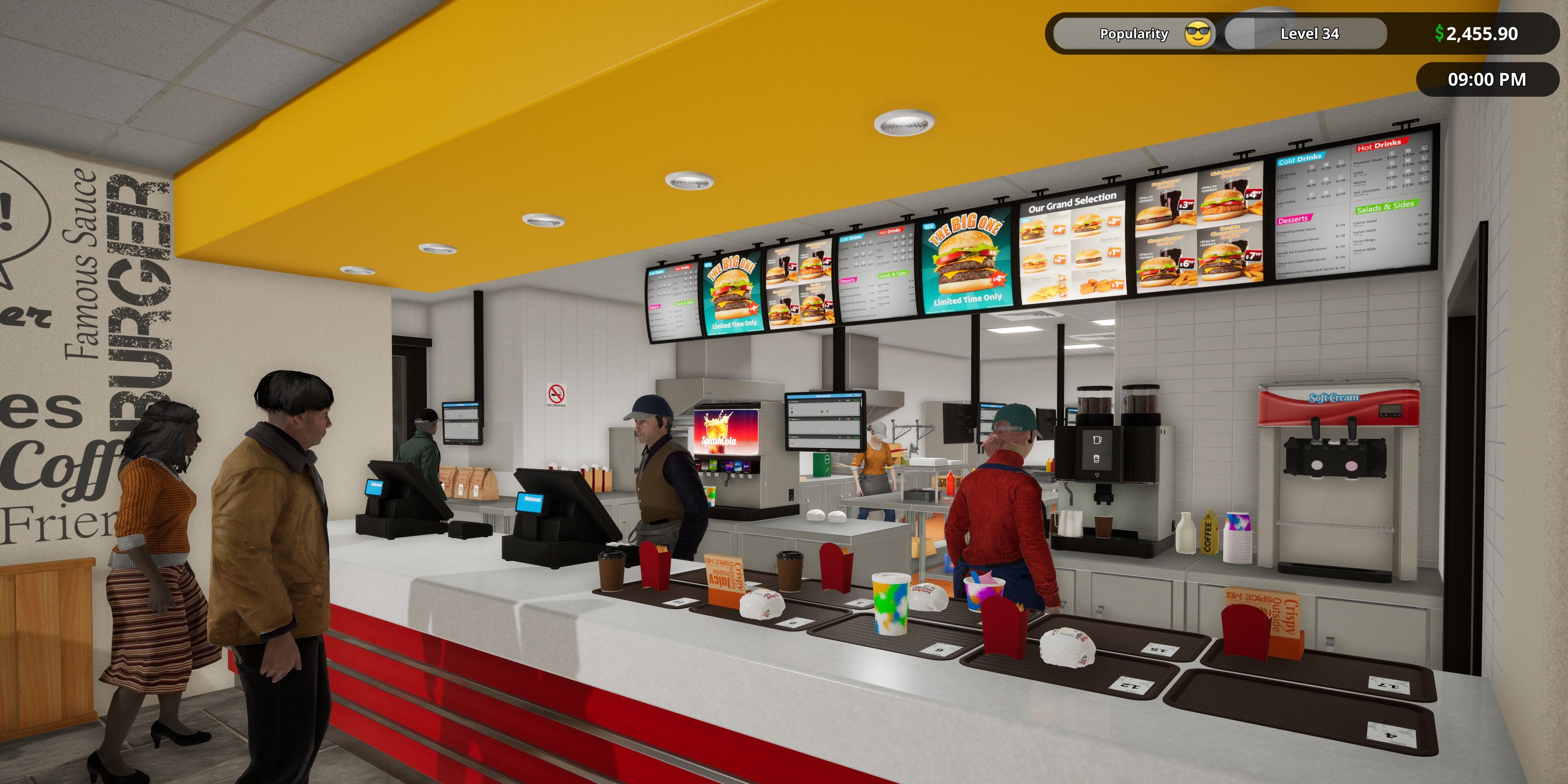 Customers being helped at the counter in Fast Food Simulator