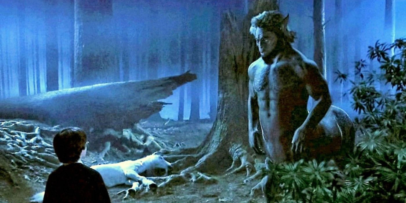 Firenze en Harry Potter hablando con Harry en el Bosque Prohibido.