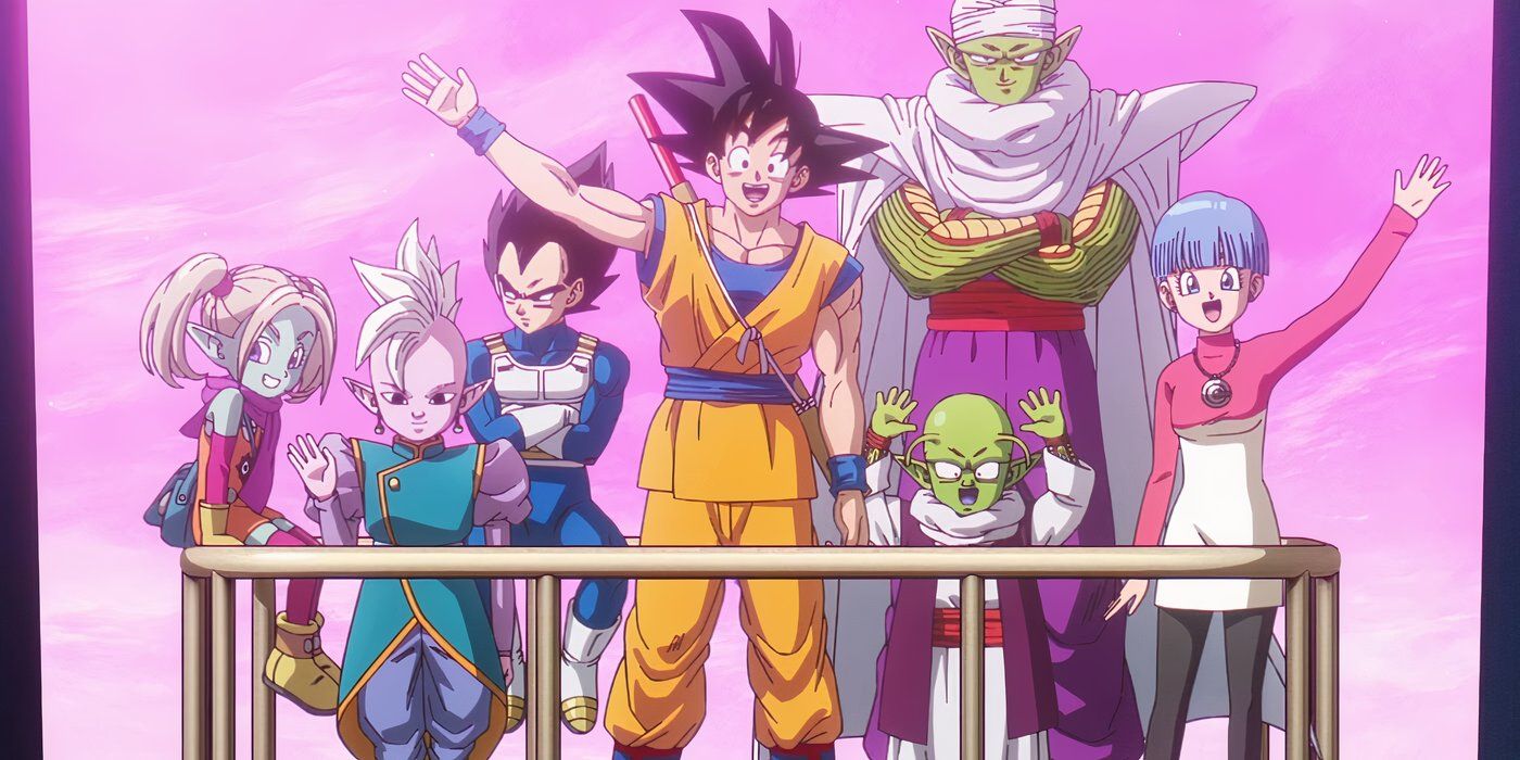 Goku and friends waving goodbye at the end of Dragon Ball DAIMA