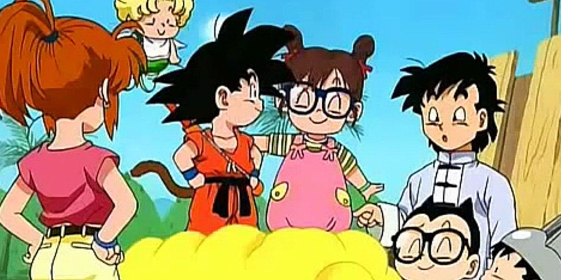 Goku and Arele chatting in the Dr Slump reboot.