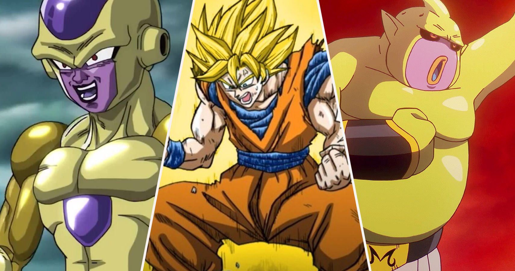 Golden Frieza, Super Saiyan Goku, and Majin Duu from Dragon Ball Super and Dragon Ball DAIMA