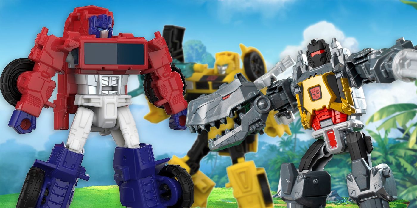 Optimus Prime, Bumblebee and Grimlock in Transformers Cyberworld Series