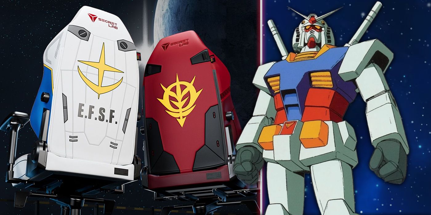 Gundam RX-78-2 anime mecha with Secretlab Amuro and Char gaming chairs