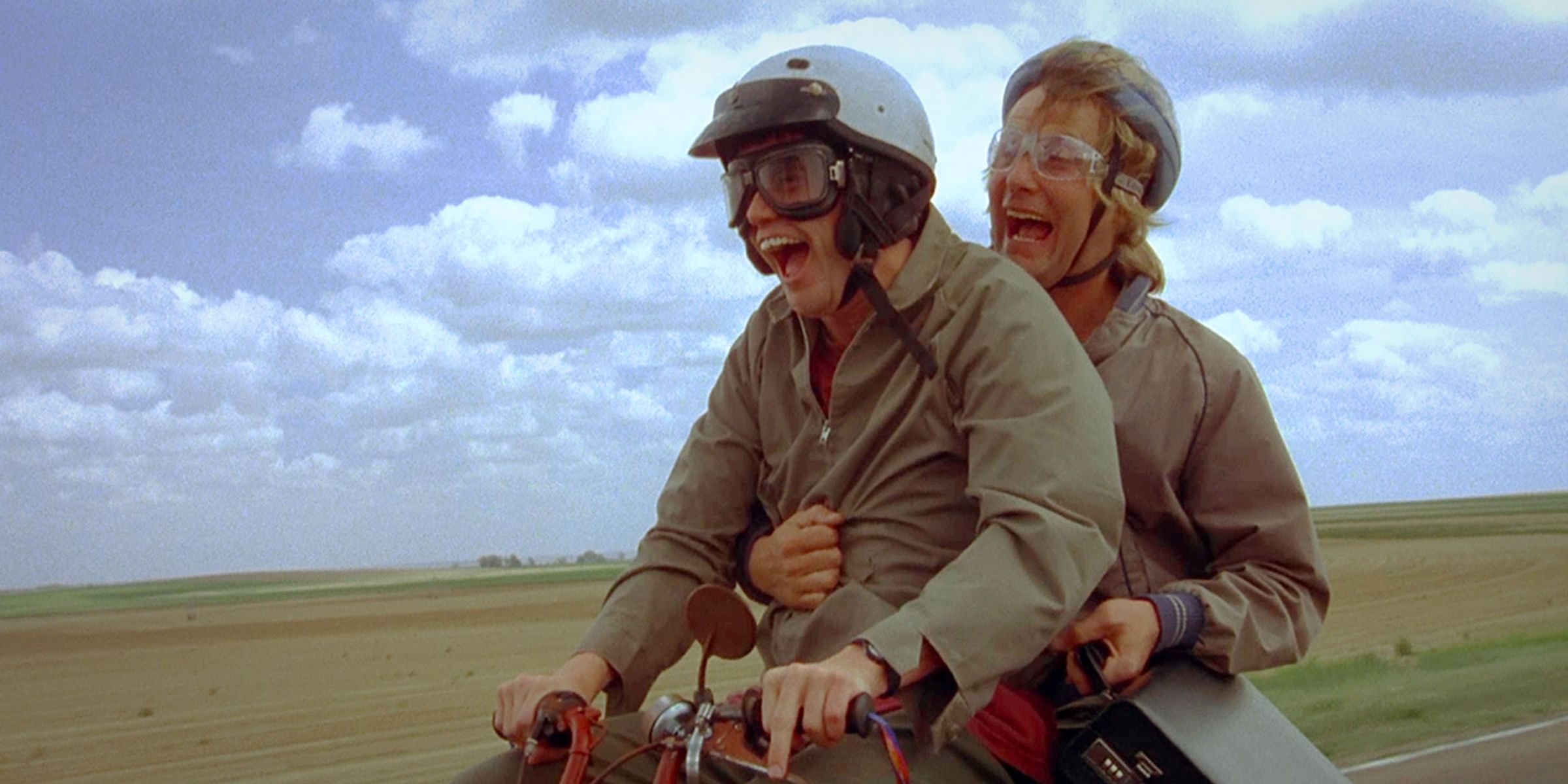 Harry and Lloyd on a mini-bike enjoying the ride in Dumb and Dumber-1