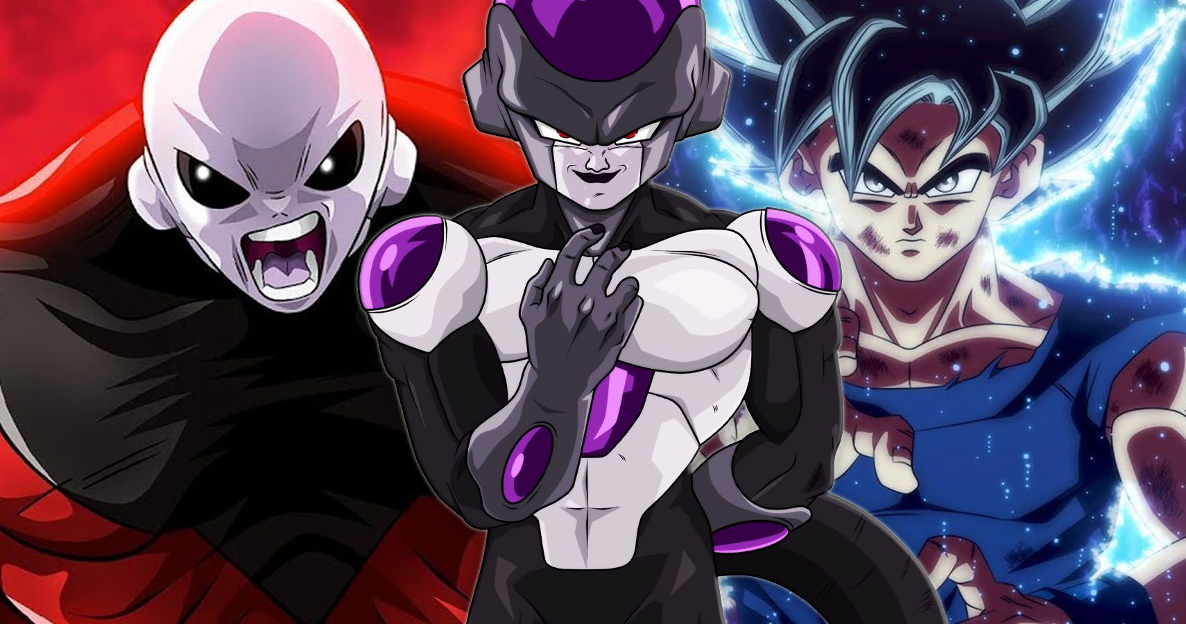 Jiren, Freeza Negra e Ultra Instinct Sign Goku de Dragon Ball Super