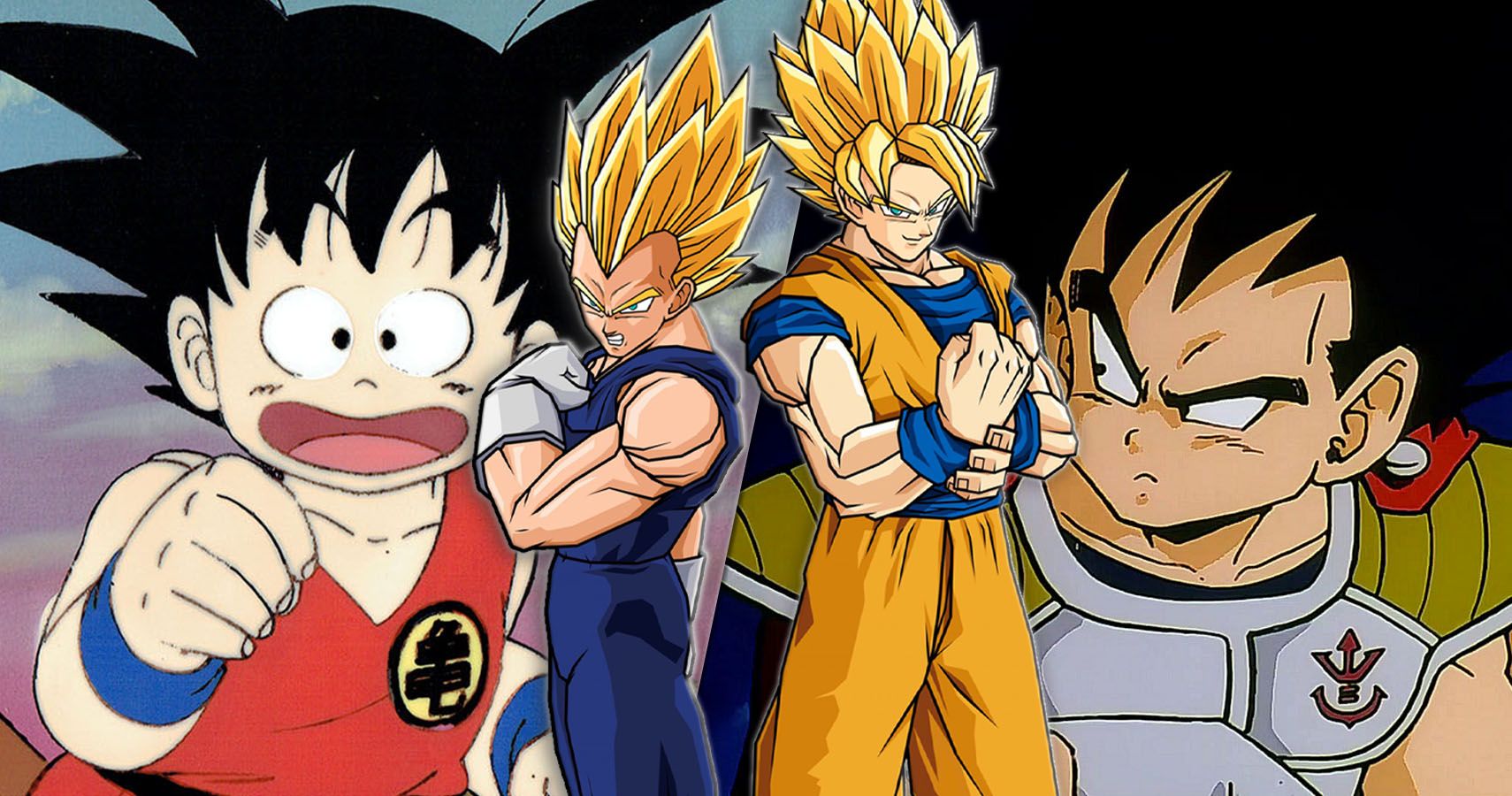 Kid Goku, Super Saiyan Vegeta, Super Saiyan Goku and Kid Vegeta by Dragon Ball Z