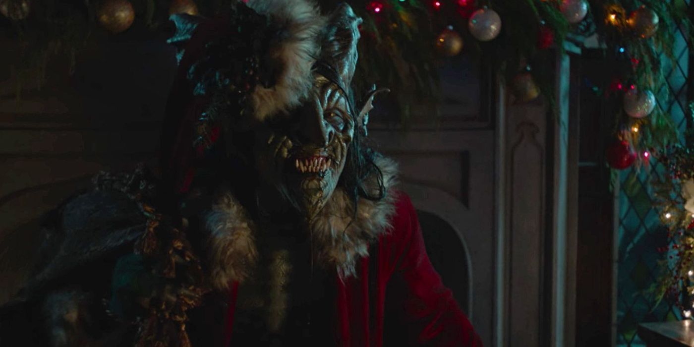 Krampus con un sombrero de Santa