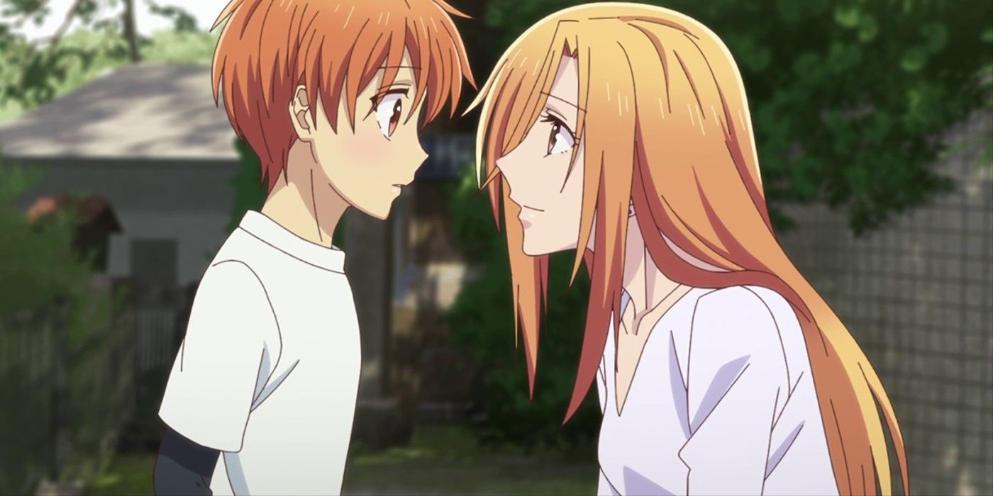 Kyoko Honda talks to a young Kyo Sohma.