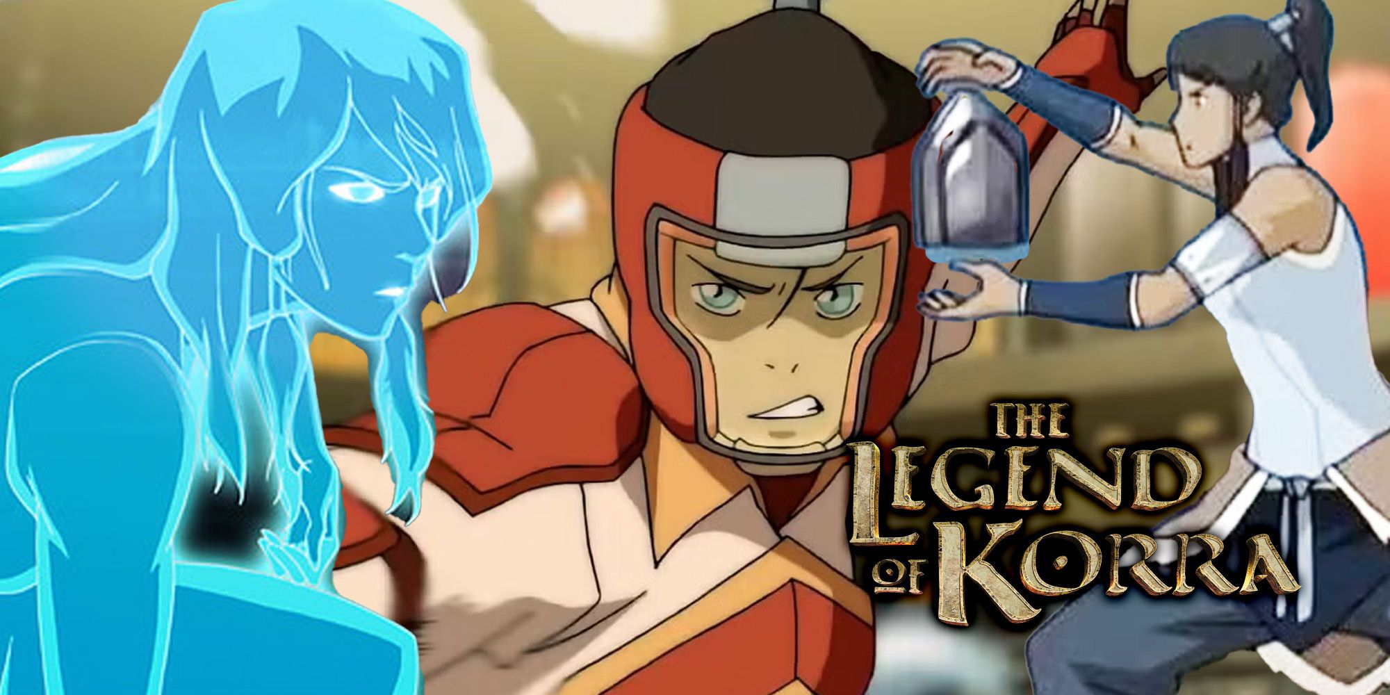 Legend of Korra Collage com Titan Korra, Pro-Bending e Metalbending
