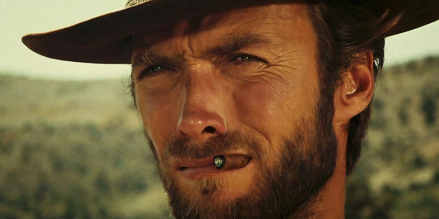 The Man with no Name stares down his opponents in The Good, the Bad, and the Ugly.
