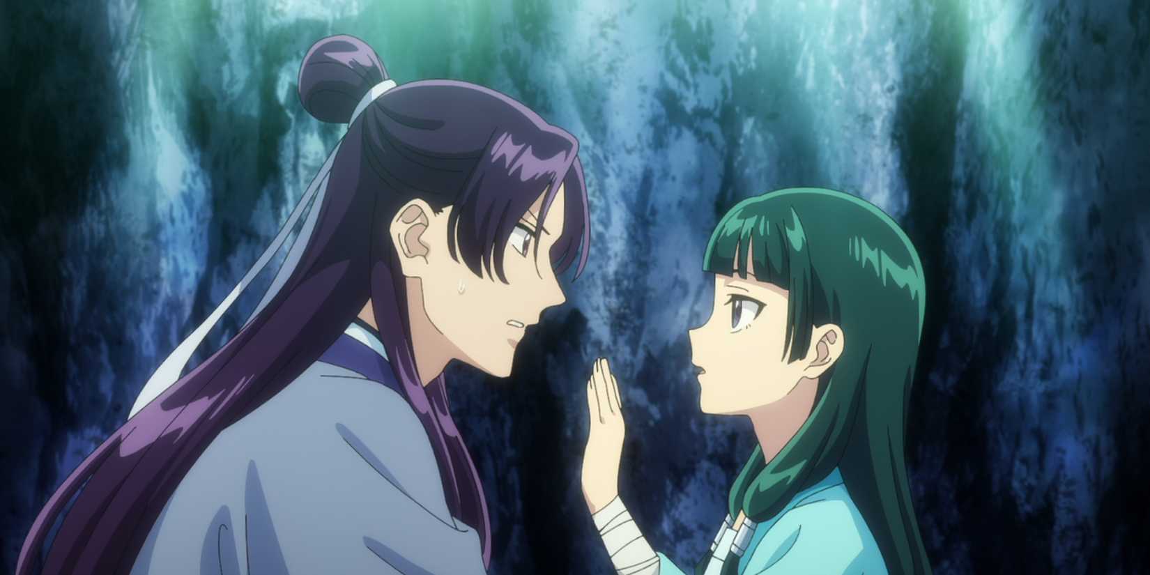 Maomao refusing to let Jinshi explain why he brought her on the trip with him in The Apothecary Diaries.