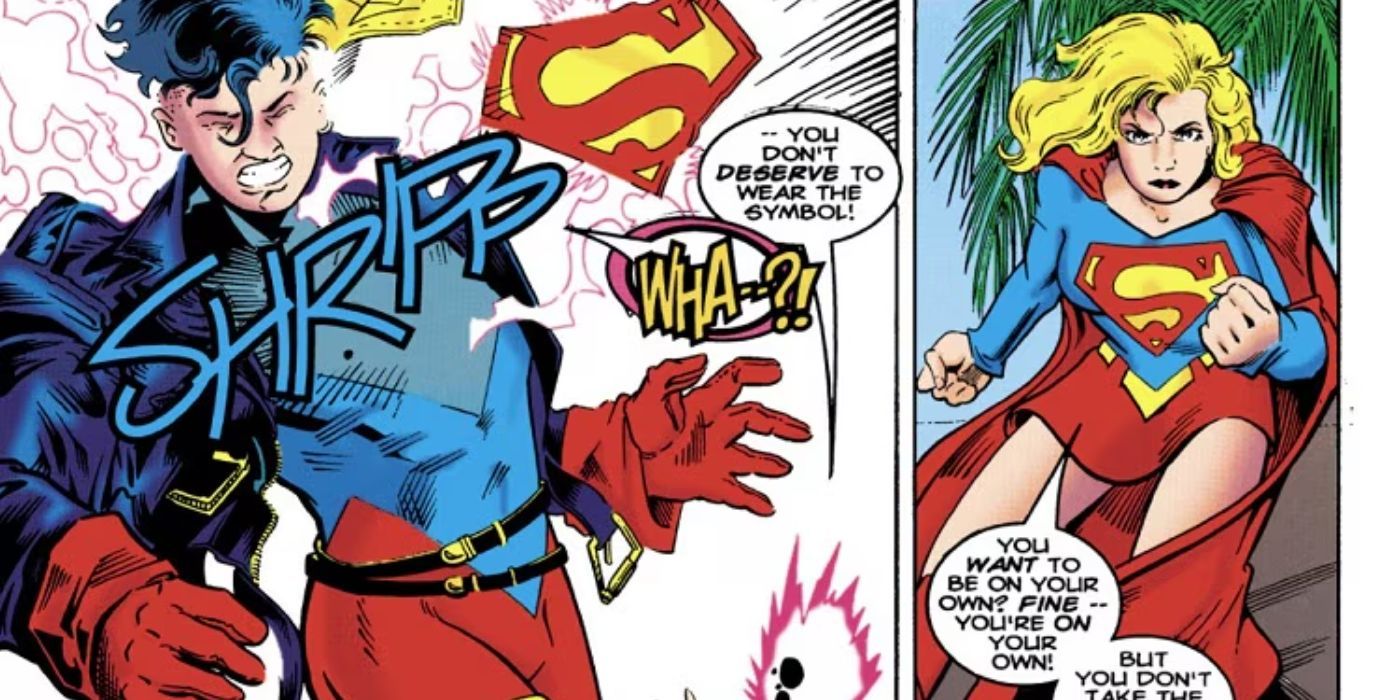 Superboy luchando contra la Matrix Supergirl.
