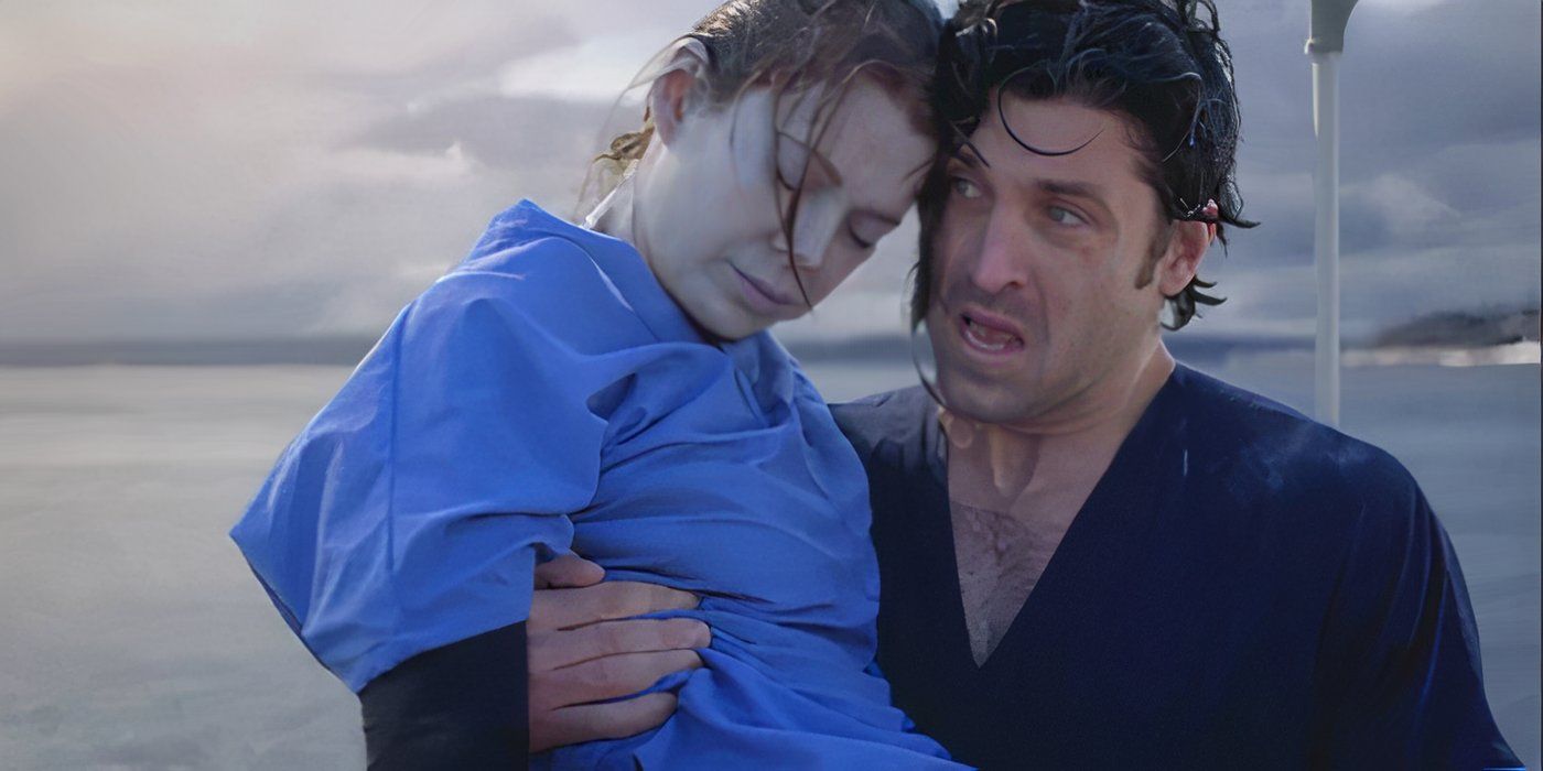 Derek Shepherd rescatando a Meredith de ahogarse en Grey's Anatomy