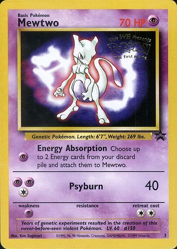 Mewtwo lv. 60 en el juego de cartas de negociación de Pokémon.