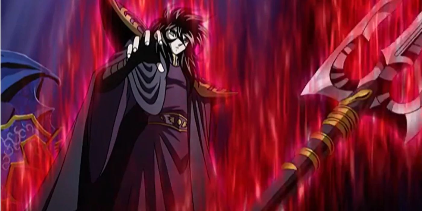 Hades uses his godly telekinesis to grab his weapon in Saint Seiya.