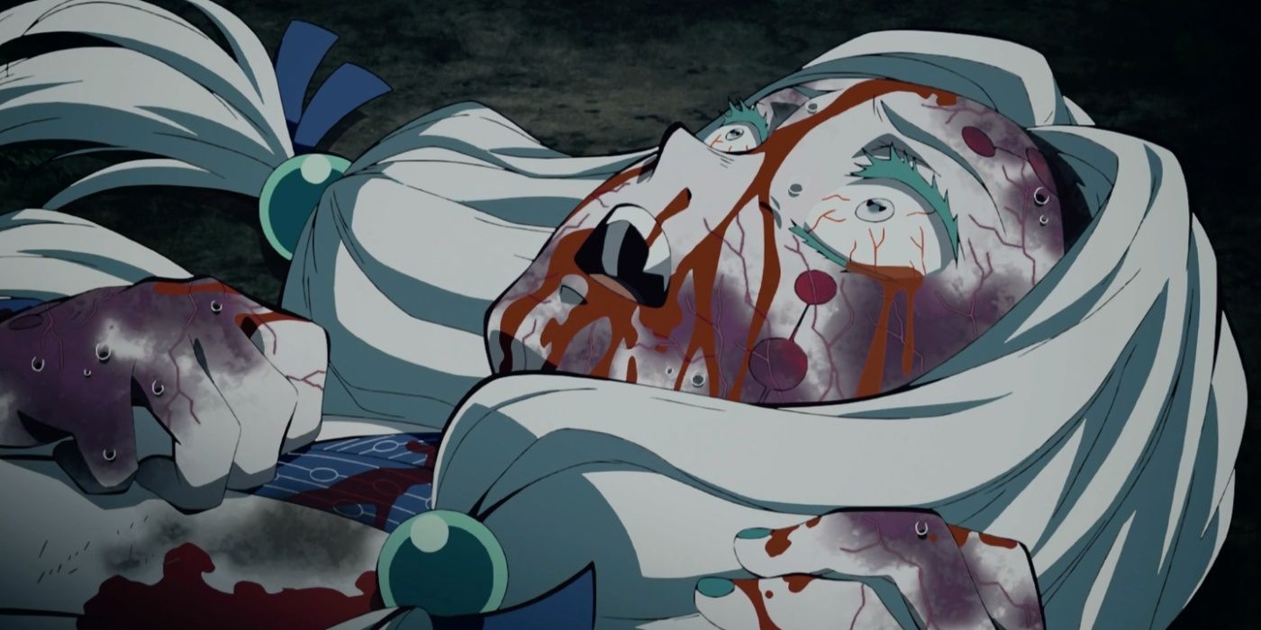 O demônio da filha da filha morrendo do wisteria venenoso em Demon Slayer Temporada 1