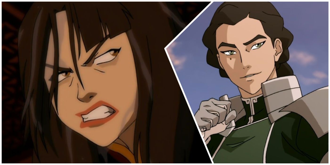 Azula looks furious in Avatar: The Last Airbender and Kuvira smirks in The Legend of Korra 