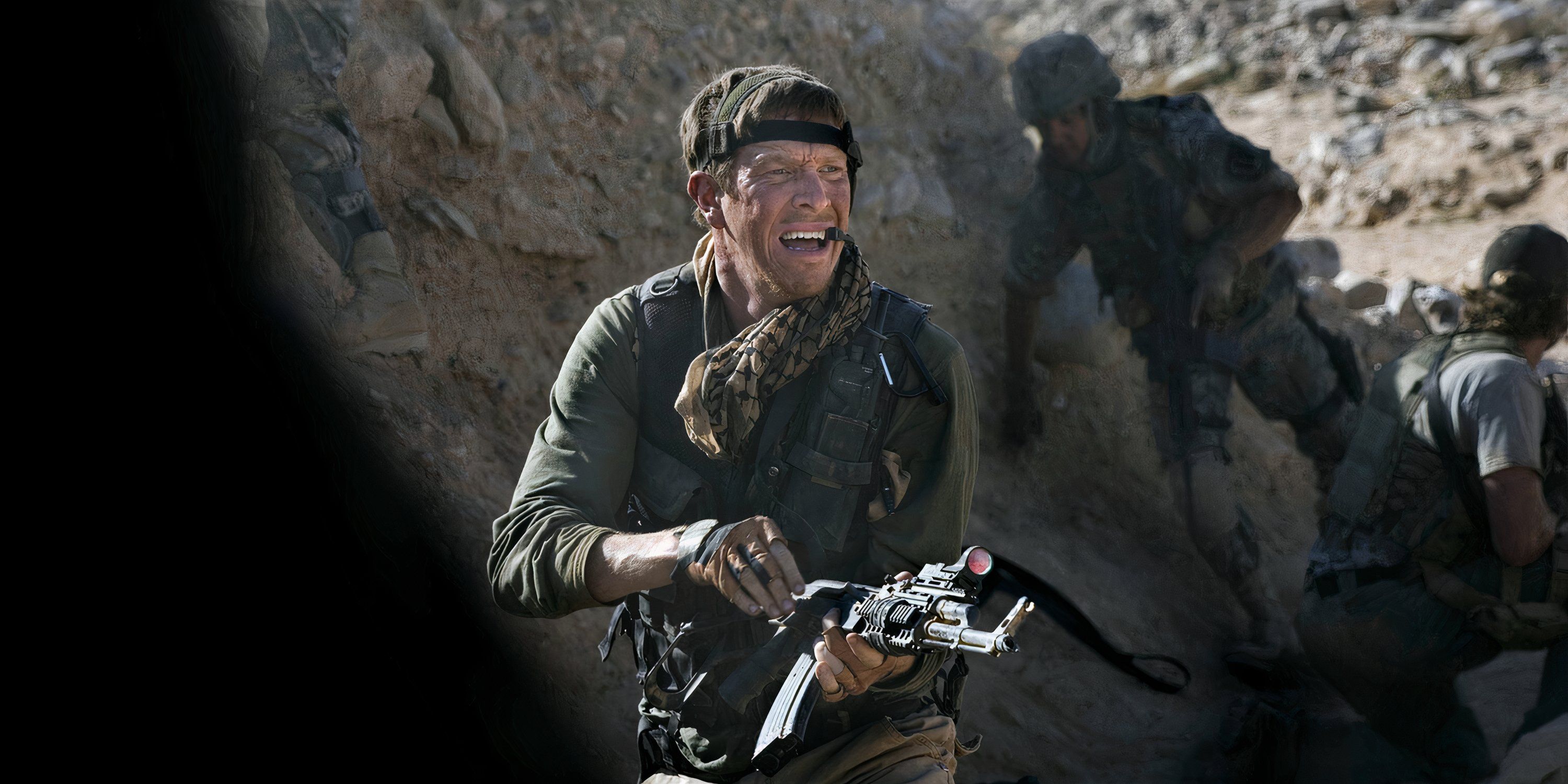 Sam Spruell wields an Ak-47 in The Hurt Locker