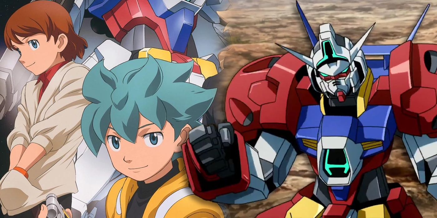 The main characters and mecha from the Gundam AGE anime series