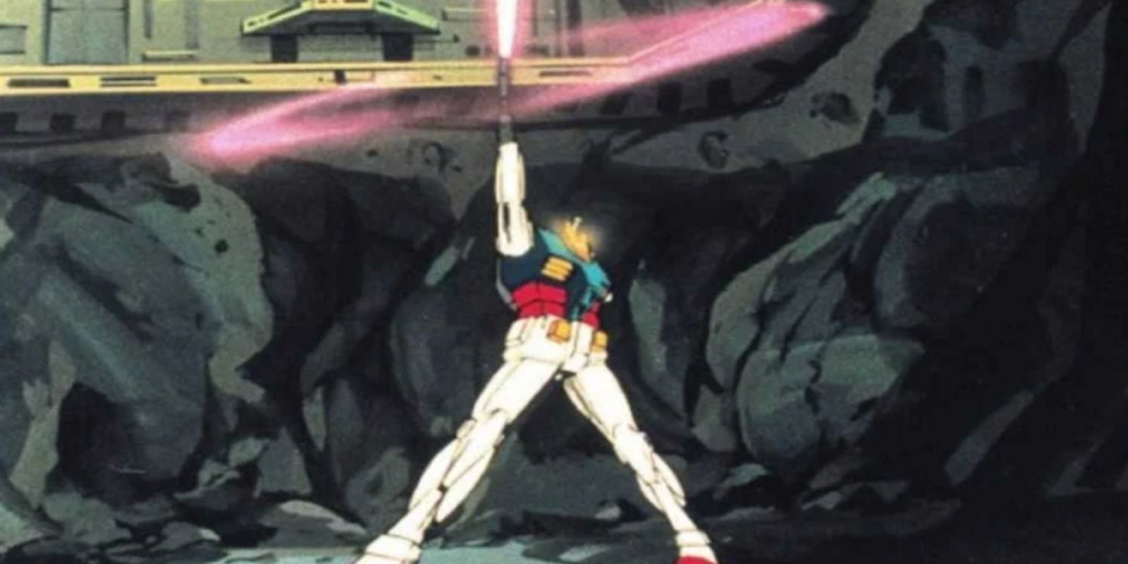 Mobile Suit Gundam Final Battle with Gundam shooting a beam rifle