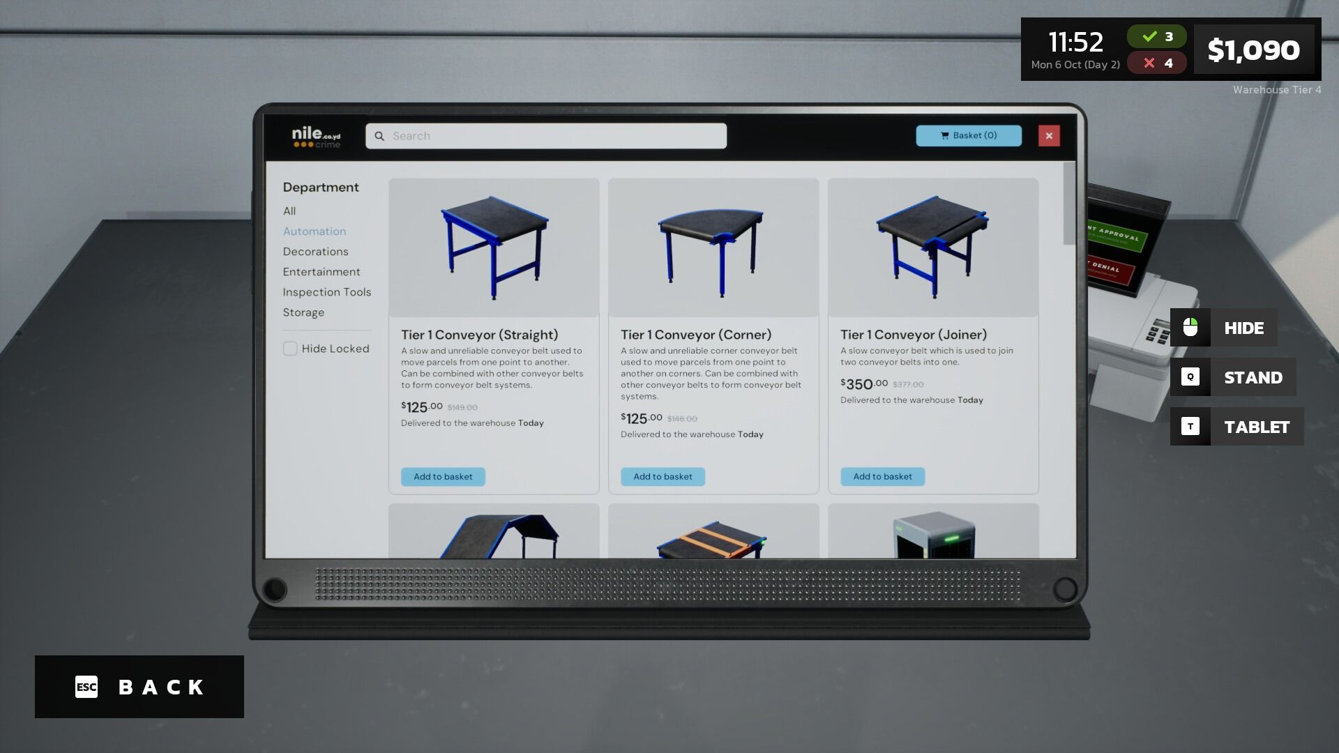 Parcel Simulator furniture catalog