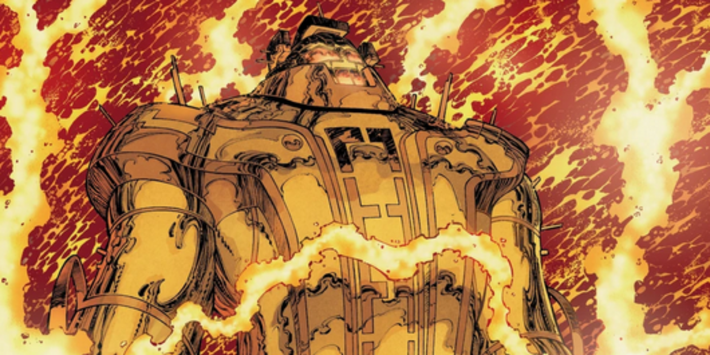 La energía surge alrededor de Tiamut el Celestial Soñador en Marvel Comics.