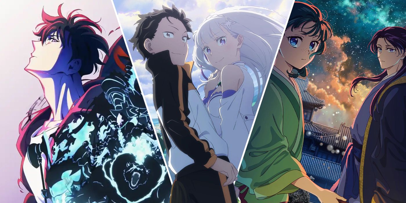 A série de anime re: zero, nivelamento solo e diários de farmacêuticos