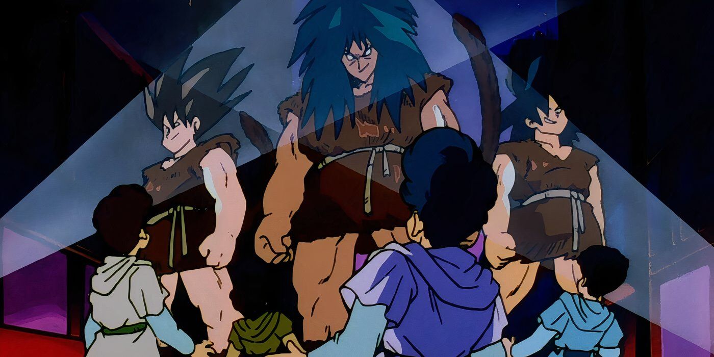 Saiyans towering over the Tuffles in Dragon Ball Z.