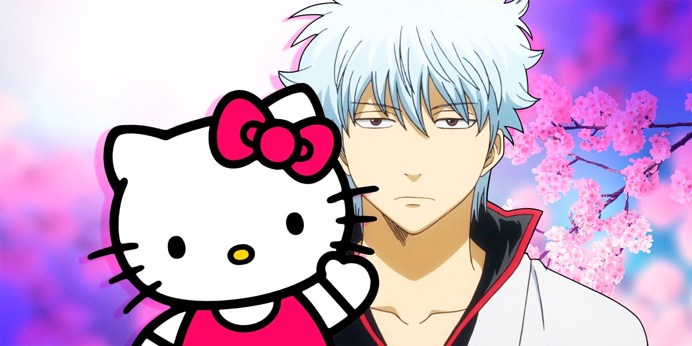Image of Gintoki from Gintama with Hello Kitty.