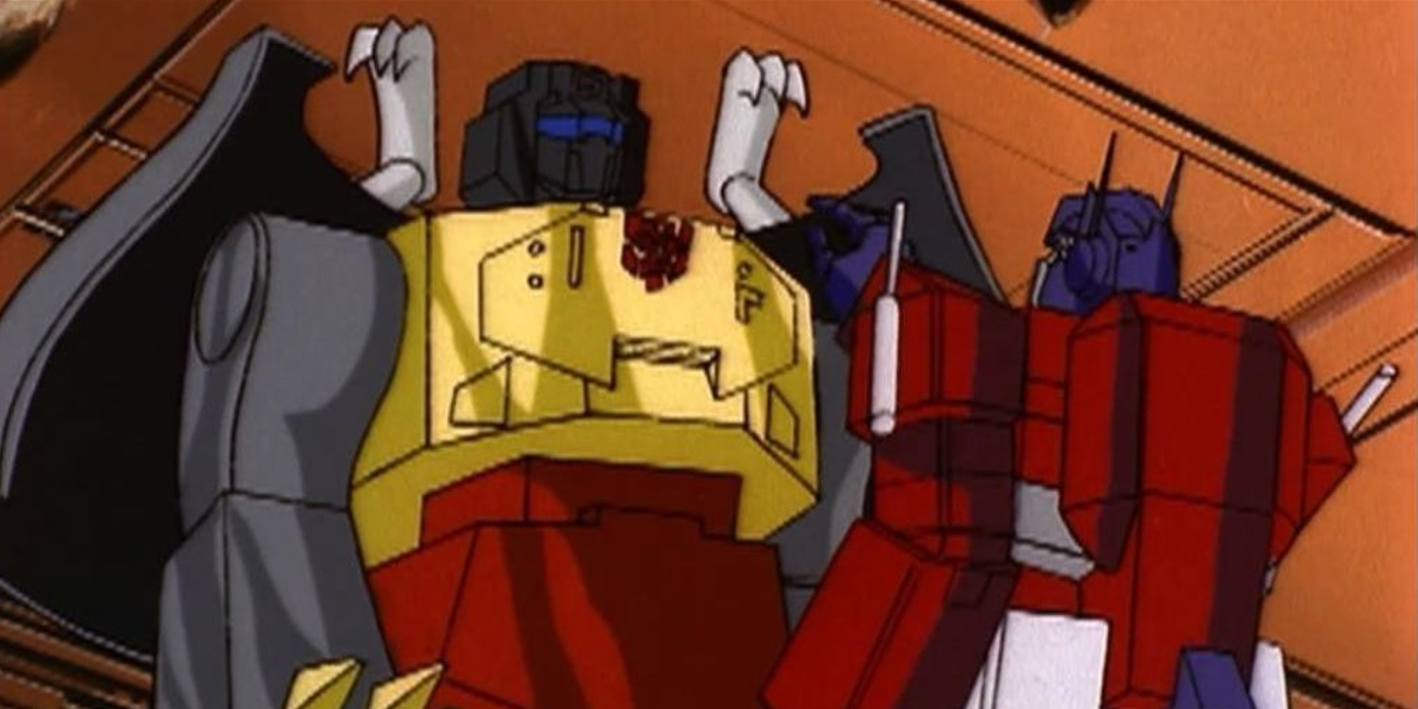 Grimlock habla con Optimus Prime en el cartoon G1 de Transformers.