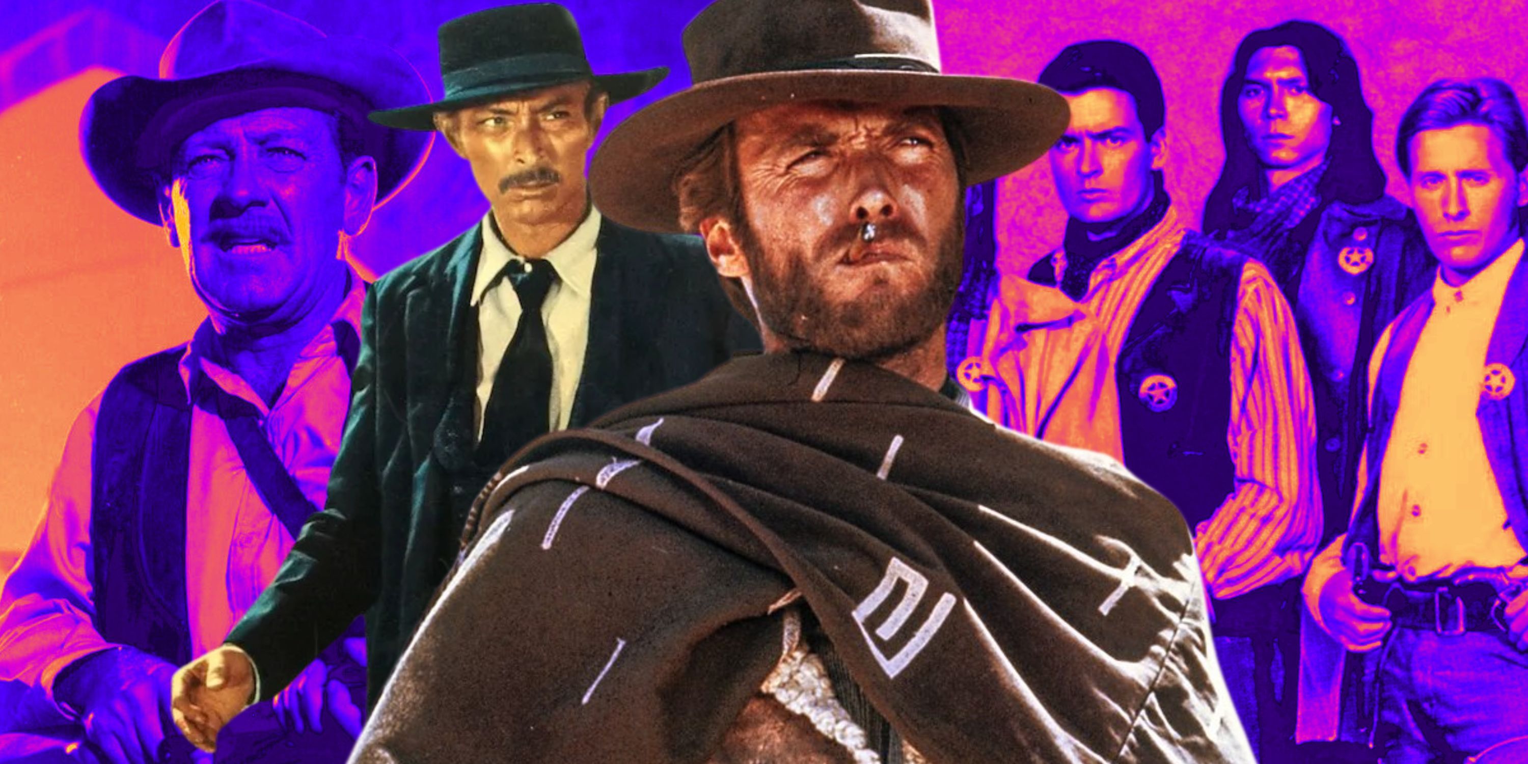 composite image The Wild Bunch, For A Few Dollars More and Young Guns