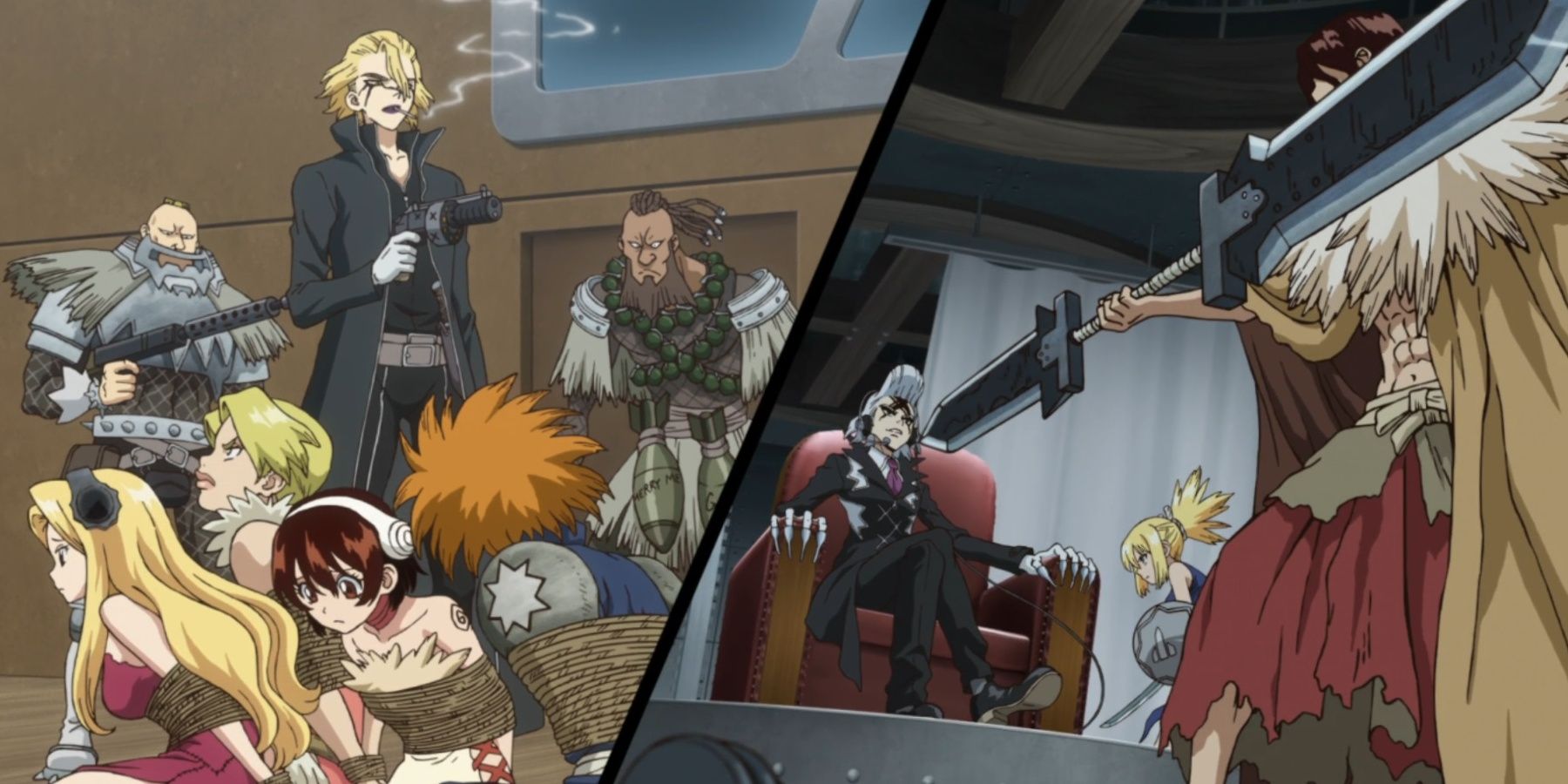 Stanley captura os amigos de Senku enquanto Tsukasa e Kohaku atacam o Dr. Xeno no Dr. Stone.