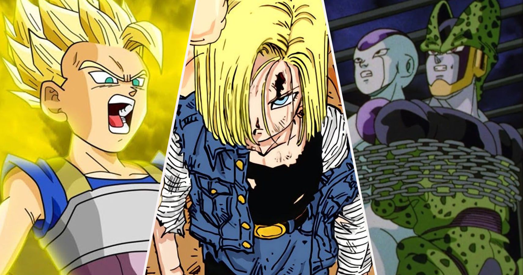 Super Saiyan Cabba Howls, Android 18 del manga de color completo, y la celda y la frieza en canales después de ser un trahie de dragon ball super, dragon ball z y dragon ball gt