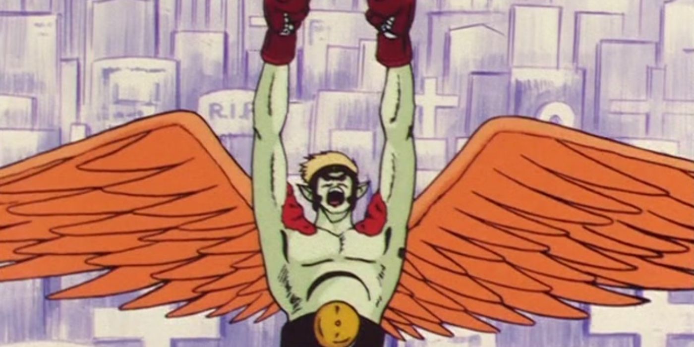 The Great Youma, Boxy, posing in front of a graveyard in Sailor Moon.