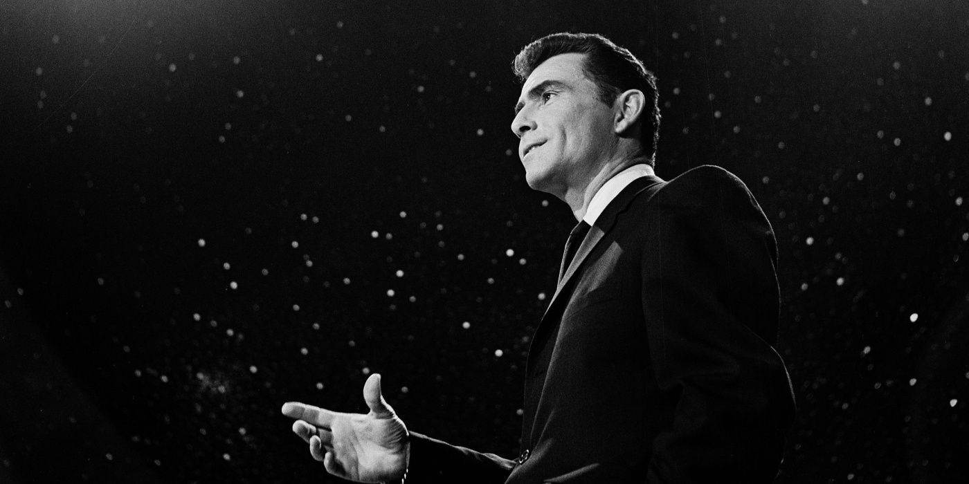 Rod Serling in a behind the scenes image from The Twilight Zone.