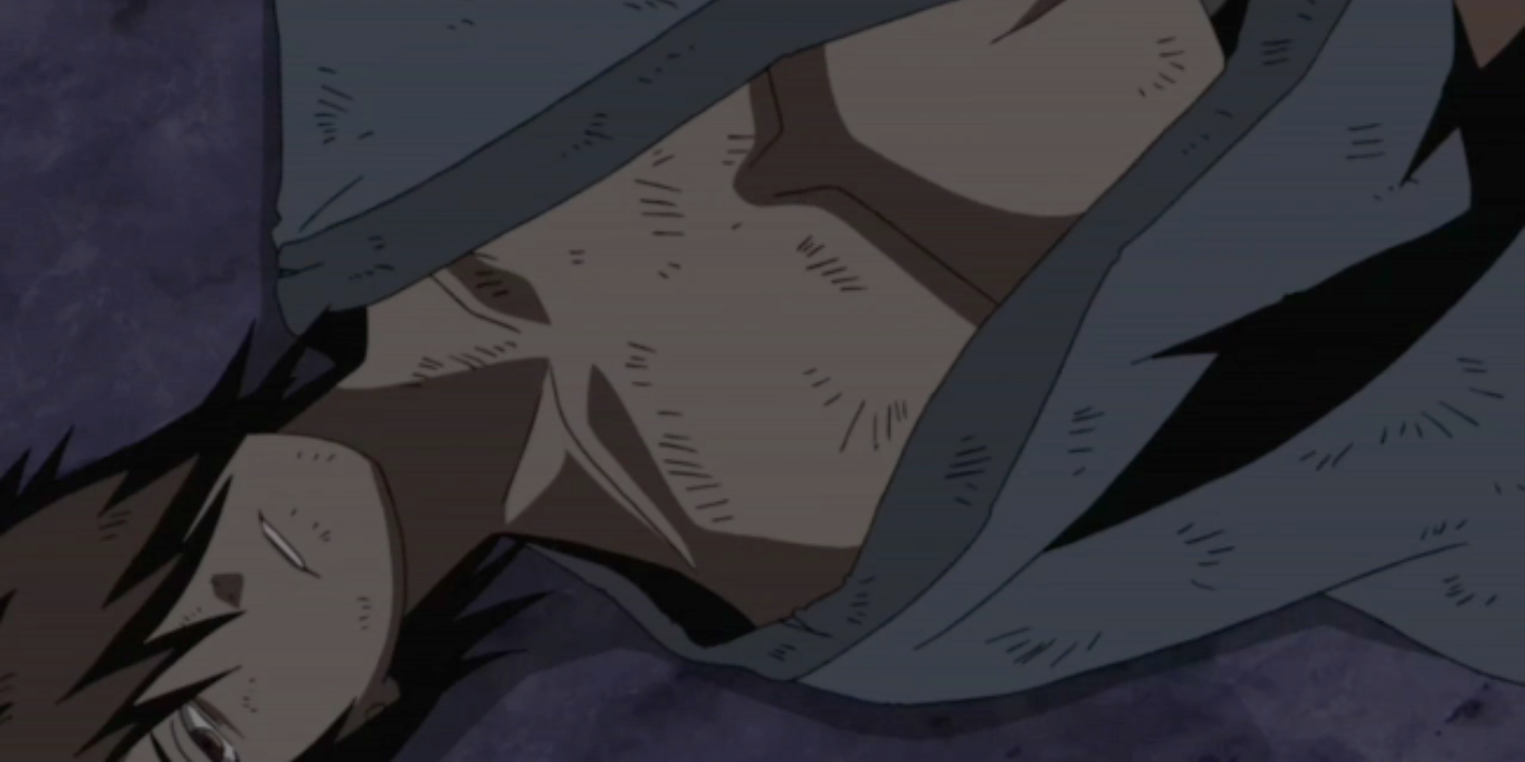 Utakata lies on the ground as he dies in Naruto: Shippuden.