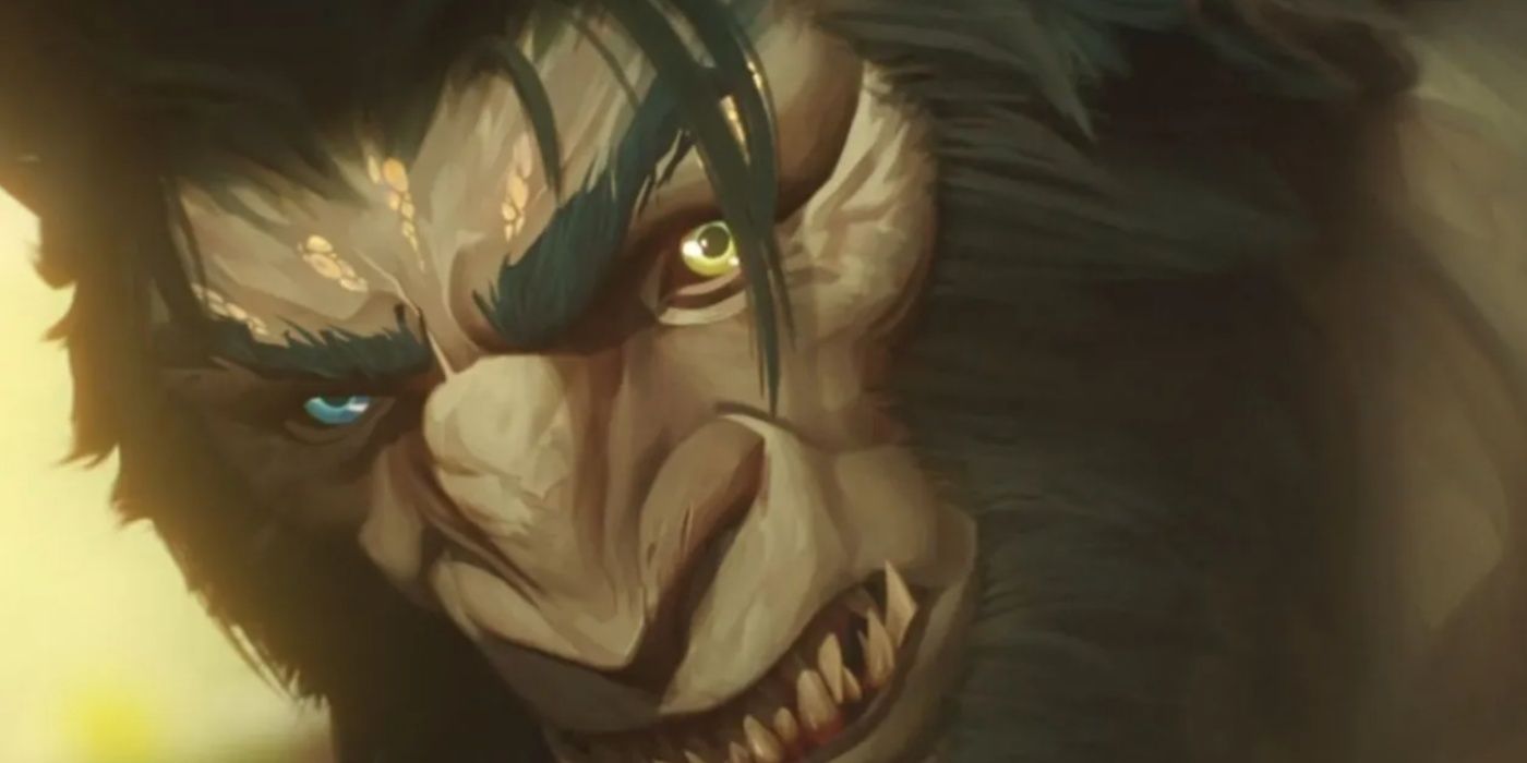 A closeup of Vander in his wolf-like form in Arcane Season 2.