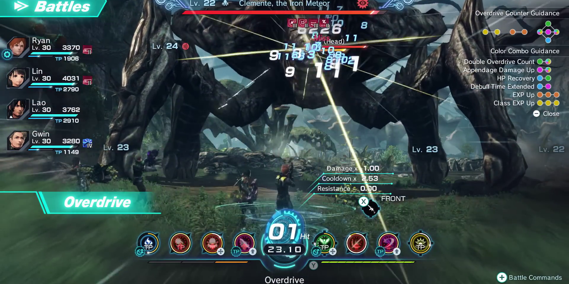 The player's party in Xenoblade Chronicles X battling a massive enemy.