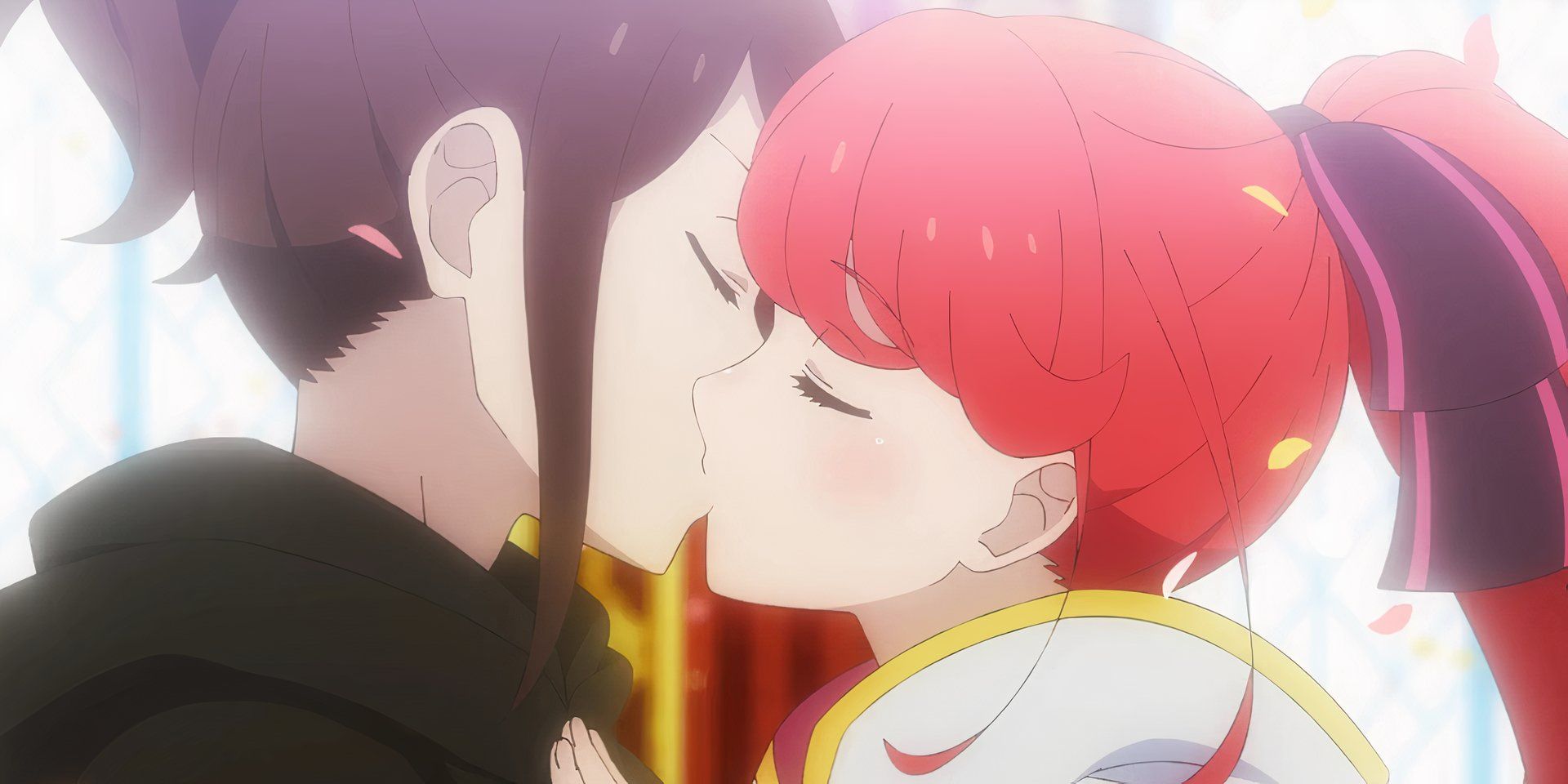 Young Wilhelm e Theresia compartilhando um beijo em Re: Zero Temporada 3, episódio 14