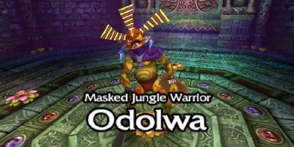 Odolwa's introduction in The Legend of Zelda: Majora's Mask 3D.